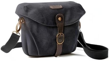 BAGSMART Camera Bag, SLR DSLR Canvas Crossbody Camera Case, Compact Camera Shoulder Bag with Rain Cover for Women and Men, Black