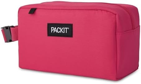 PackIt Freezable Snack Box, Magenta, Built with ECOFREEZE Technology, Collapsible, Reusable, Zip Closure with Buckle Handle, Designed For Work Snacks, Fresh Snacks On the Go, Adults, and All Ages