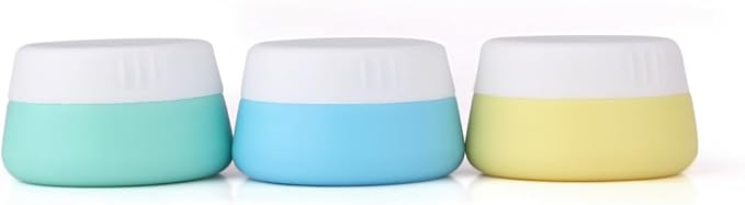 EZY DOSE Silicone Jar, Multi-Purpose Travel-Sized Container, Washable and Reusable, Versatile and Durable Container for Storage, Jewelry Holder Organizer, Blue, Yellow, and Green, BPA Free, 3-Pack