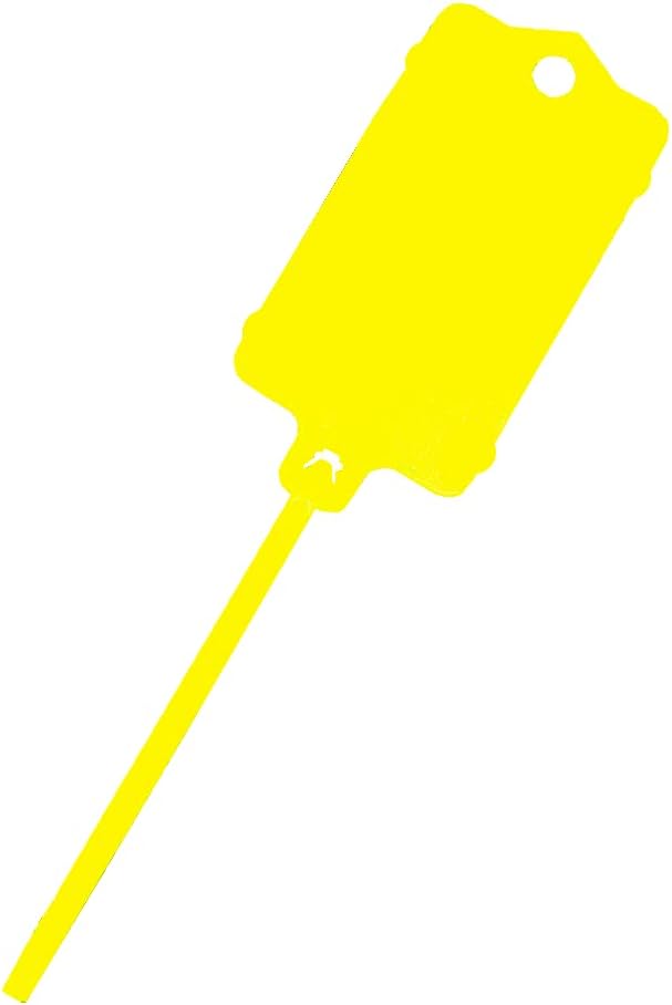 100pcs Reusable Blank Plastic Tags Ties Key Tags 1.45"*2.48" Serrated Tension Sealing Strap with Large Label Plastic Tie Mark Label Waterproof Hang Sign Write on Tag (Yellow, 100pcs)