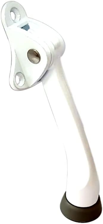 QCAA Heavy Duty Kickdown Door Stopper, 4", Zinc Die Cast, White, 1 Pack, Made in Taiwan
