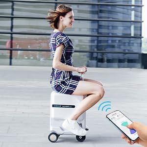 Airwheel 20 Inch Smart Rideable Suitcase Electric Luggage Scooter Carry On Luggage (silver)