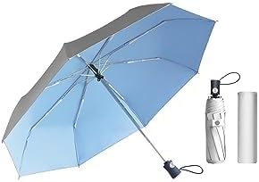 Cuby UV Sun Umbrella Compact Folding Umbrella lightweight Portable Manual Travel Umbrella for Rainproof & 99% UV Protection with Black Anti-UV Coating