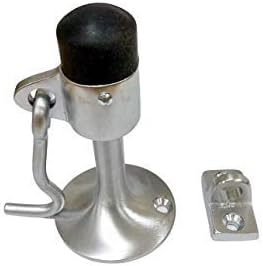 QCAA Solid Brass Door Stop, 4" Height, Satin Chrome, 1 Pack