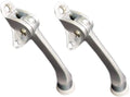 QCAA Heavy Duty Kickdown Door Stopper, 4", Zinc Die Cast, Satin Chrome, 2 Pack, Made in Taiwan