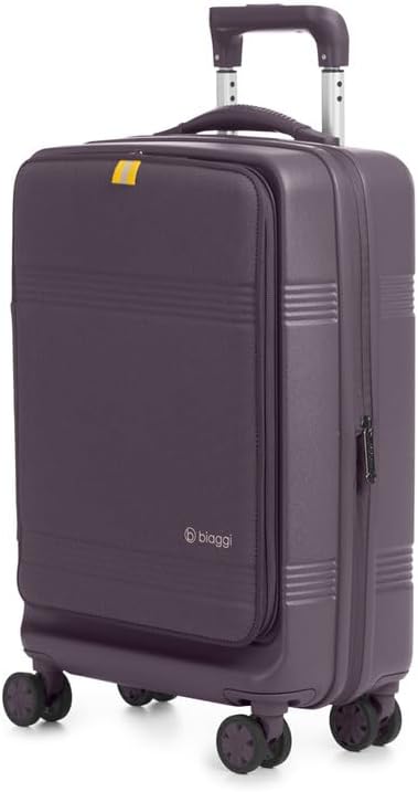 biaggi Runway Hybrid Carry-On Luggage - Polycarbonate Shell, Lightweight Expandable Travel Bag, Expandable, TSA-Approved (Hardside Carryon, Navy Blue)