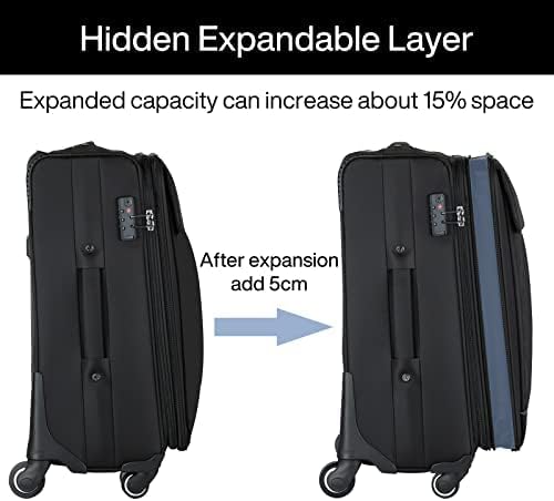 Hanke 24 Inch Expandable Luggage Large Suitcases with Wheels Softside Checked Luggage Rolling Suitcase with Lock Lightweight Travel Luggage for Men and Women 24 Inch Luggage.(Dark Gray)