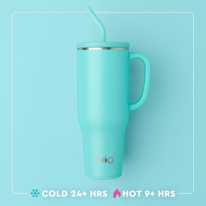 Swig Life 40oz Mega Mug, 40oz Tumbler with Handle and Straw, Extra Large Insulated Tumblers, Cup Holder Friendly Travel Mug (Nevada)