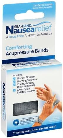 Sea-Band Anti-Nausea Acupressure Wristband for Motion & Morning Sickness, 1 Pair, Gray