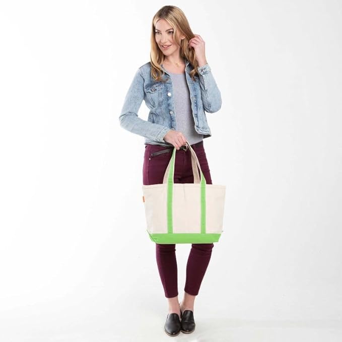 CB STATION Medium Classic Canvas Tote Bag for Women, Top Zipper Closure, Outer Pocket, Daily Essentials, Groceries, Traveling