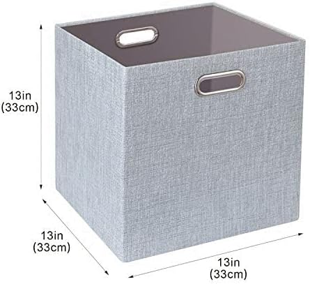 Posprica 3X Thicker Fabric Storage Cubes 13 inch Collapsible Storage Bins for Organization, Cubby Storage Baskets for Organizing Shelf Cabinet Bookcase Boxes, Set of 4, Sliver Grey