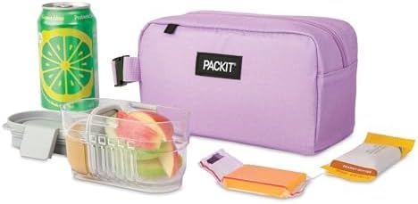 PackIt Freezable Snack Box, Lavender, Built with ECOFREEZE Technology, Collapsible, Reusable, Zip Closure with Buckle Handle, Designed For Work Snacks, Fresh Snacks On the Go, Adults, and All Ages