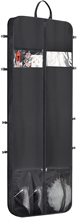 Zilink Wedding Dress Garment Bag 72" Dress Bags for Gowns Long Trifold Bridal Dress Bag with Accessory Pockets and Adjustable Buckles for Wedding dress, Prom Evening Gown [Upgraded Version]