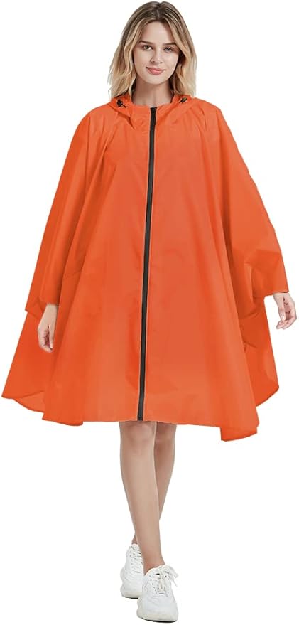 Rain Poncho Jacket Coat Hooded Zipper Style for Women/Men/Adult with Pocket