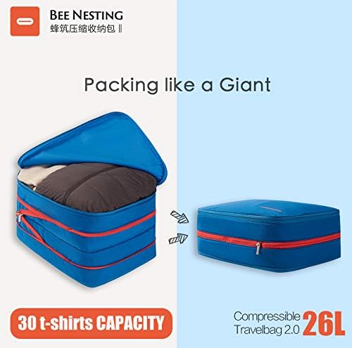 Bee Nesting Waterproof Compression Packing Cubes,Travel Packing organizers for Carry on Luggage,Backpacking, Suitcases