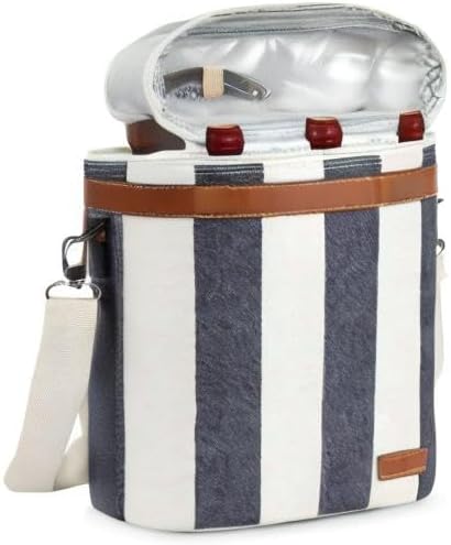 Zormy 3 Bottle Insulated Wine Tote Cooler Bag, Portable Carrier with Corkscrew Opener and Shoulder Strap for Beach Travel Picnic, Unique Carrier
