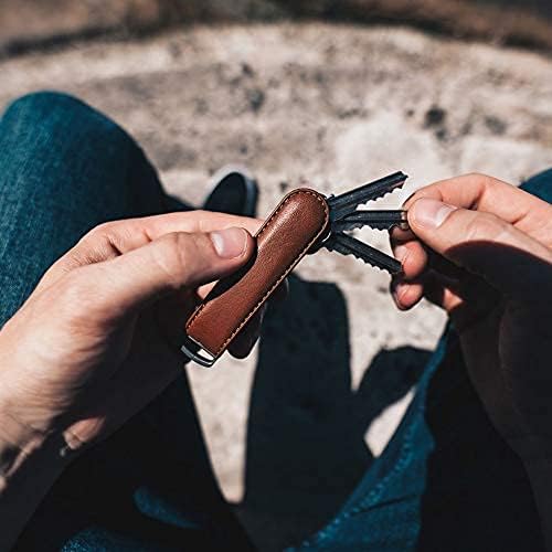 Jibbon Italian Premium Leather Key Organizer - Stylish Key Holder with Marine Grade 316 Stainless Steel, Compact EDC Keychain