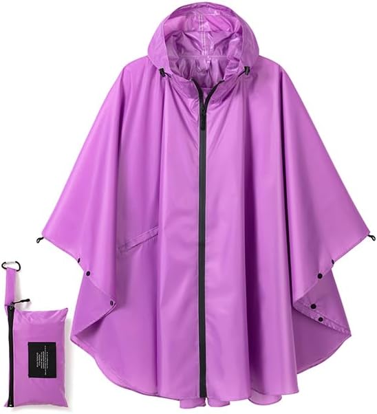 Rain Poncho Jacket Coat Hooded Zipper Style for Women/Men/Adult with Pocket