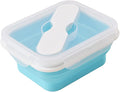 Silicone Lunch Container With Spoon & Fork, Bento Box, Collapsible Food Storage Container with Clip-on Lid, 20 Oz