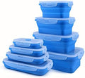 4 Pack Collapsible Silicone Food Containers Storage Lunch Bento Box with Lid BPA Free for Camping, Hiking (Blue, 4PC)