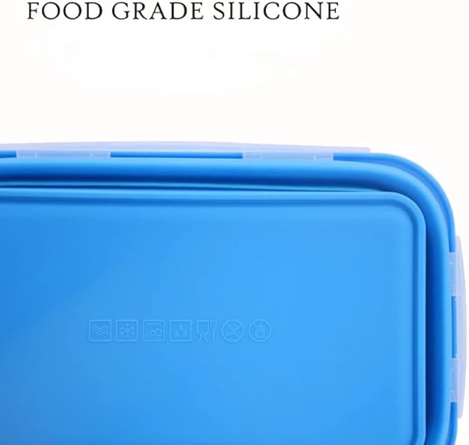 4 Pack Collapsible Silicone Food Containers Storage Lunch Bento Box with Lid BPA Free for Camping, Hiking (Blue, 4PC)