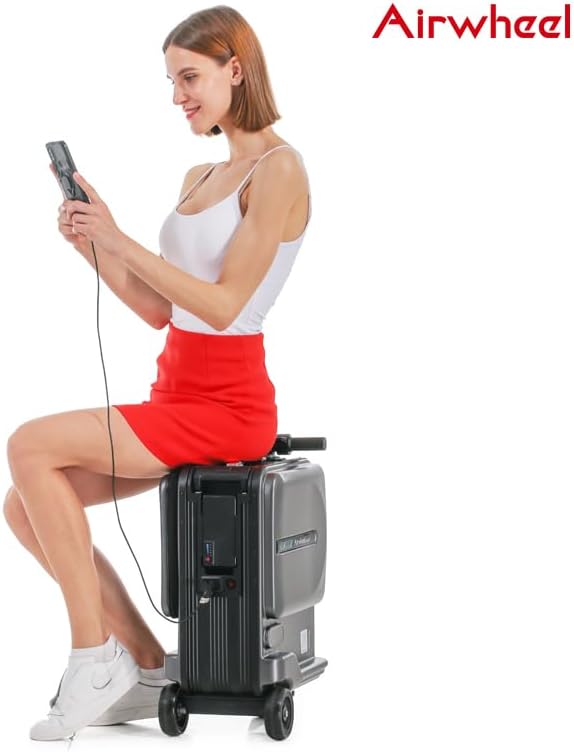 Airwheel 20 Inch Smart Rideable Suitcase Electric Luggage Scooter Carry On Luggage (black)