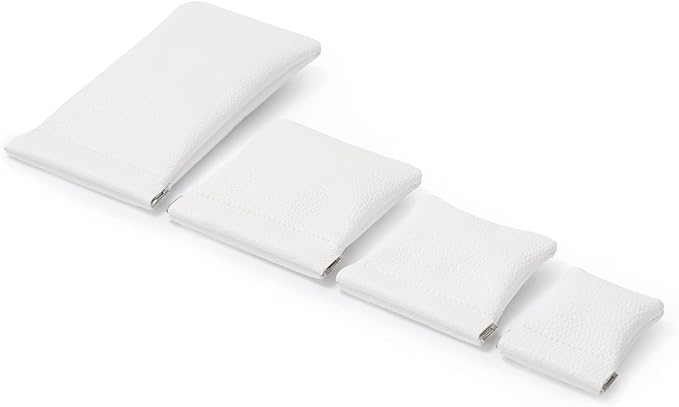 2 Pack PU Leather Slim Engagement Wedding Ring Pouch Leather Jewelry Pouch Christmas,Wedding Party Favor Gift Bag(White)