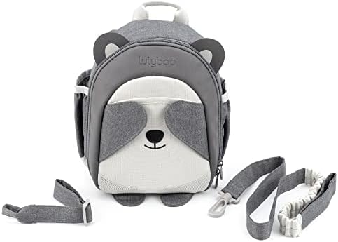 Lulyboo Panda Toddler Backpack Leash with Detachable Child Harness & Wrist Tether, Baby Walking Safety Harness, Kids Backpack with 5 Storage Pockets & Insulated Lunch Bag, Perfect for 1-7 Years