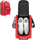 Wolt Golf Shoe Bag - Sports & Travel Shoes Carrier Bags with Ventilation & Double Outside Accessory Pocket for Socks, Tees, Golf Balls, etc. for women and men (Red)