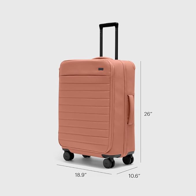 Away Softside Medium Checked Suitcase, 26 Inch Lightweight, Expandable Luggage For Men & Women, Durable Nylon Exterior, TSA Approved Lock, Ideal For Trips 1-2 Weeks, Clay Pink