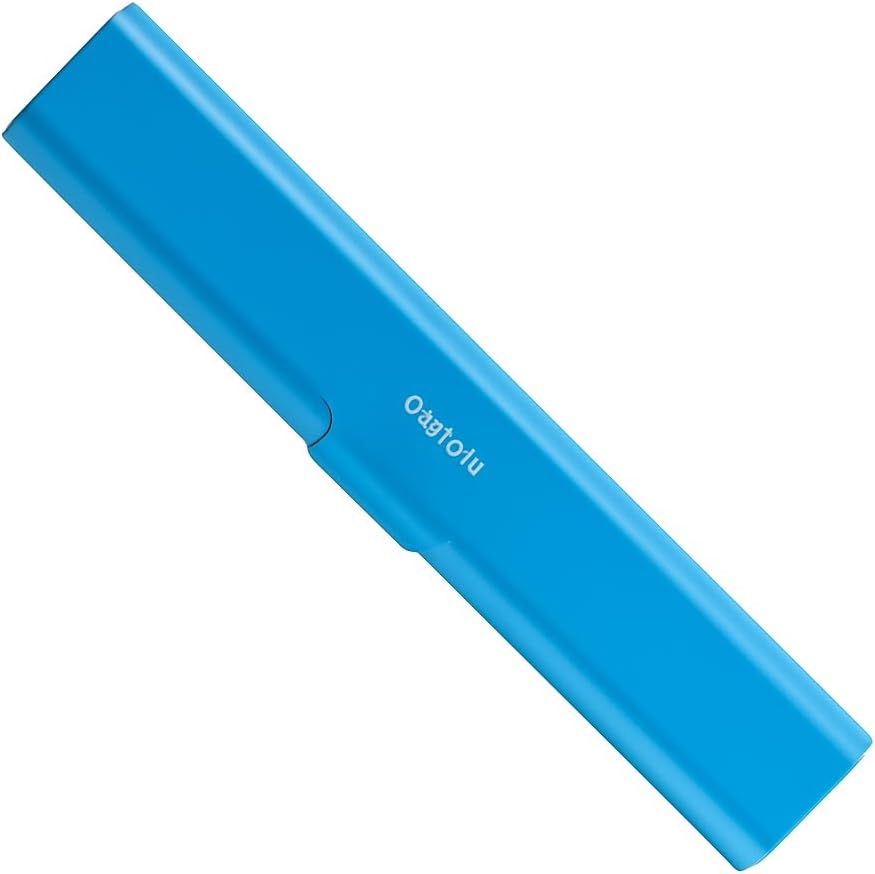 Wider Aluminum Toothbrush Travel Case, Portable Travel Toothbrush Holder, Durable Manual Toothbrush Box Container for Traveling, Bathroom, Camping, Business Trip-Not for 0.85oz Toothpaste, Blue