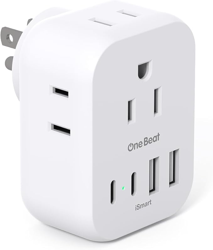 Travel Cruise Ship Essentials, Travel Plug Adapter with 4 Outlets 4 USB (4 USB-C), Cruise Approved Power Strip Non Surge Protector, Multi Plug Wall Outlet Extender, Travel Cruise Must Have Accessories
