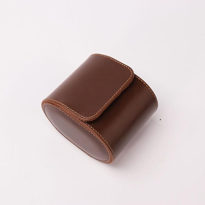 HAN QIANG Single Watch Roll Travel Case Chic Portable Vintage Leather Display Watch Storage Box Gift Watch Case (Brown), HQ-099