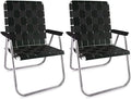 Lawn Chair USA - Outdoor Chairs for Camping. Made with Lightweight Aluminum Frames and UV-Resistant Webbing. Folds for Easy Storage 2- Pack (Black with Black Arms, Magnum)