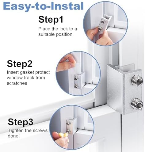 Sliding Window Locks,for Horizontal Sliding Windows,Window Security Lock with Key,Adjustable Aluminum Easv to Install Window Stopper,Window Locks for Up and Down Windows (6 Sets Silver)