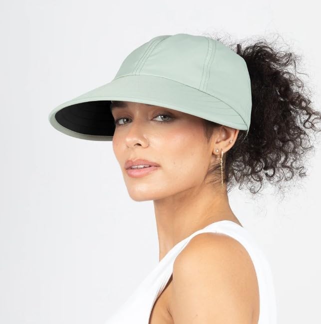 Ponyflo Sunblocker Wide Brim Hat - Oprah Awards Best Sun Hat - UV 50 Protection - Ponytail Sunhat for Women