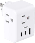 Multi Plug Outlet Extender, Power Strip Non Surge Protector Electric Outlet Splitter with 3 USB Wall Charger (2 USB C), Multiple Outlet Expander for Cruise, Dorm, Travel, Home, Office(White)