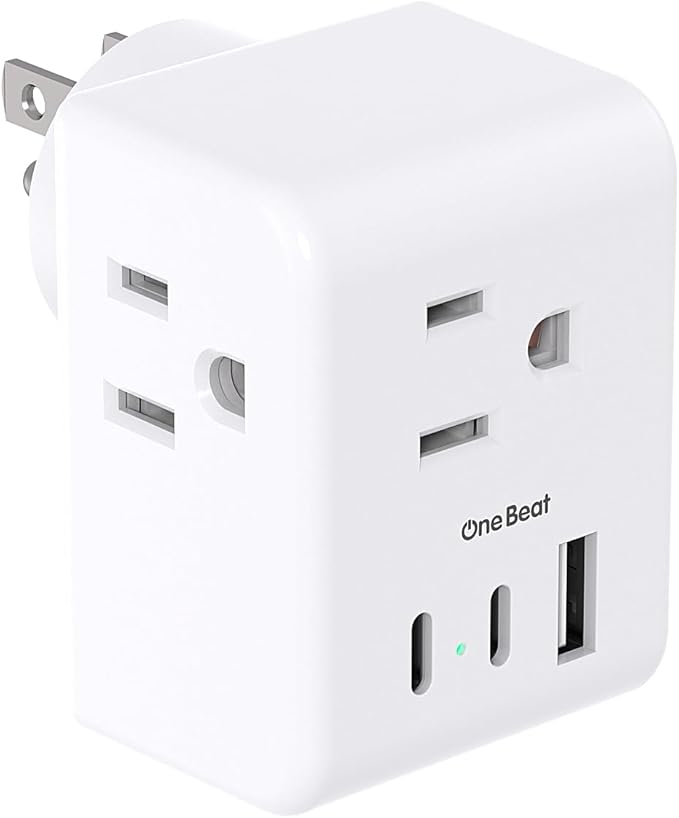 Multi Plug Outlet Extender, Power Strip Non Surge Protector Electric Outlet Splitter with 3 USB Wall Charger (2 USB C), Multiple Outlet Expander for Cruise, Dorm, Travel, Home, Office(White)