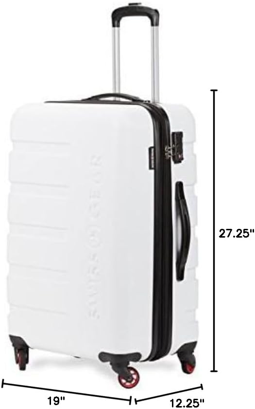 SwissGear 7366 Hardside Expandable Luggage with Spinner Wheels, White, 3-Piece Set (19/23/27)
