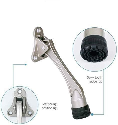 Door Stopper, Kick Down Door Stops for Heavy Doors, with Rubber Tip and Spring Lever, Adjustable, Easy to Set Down and Release, 4-Inch, for Wide Doors (4inch x 2pack, Dark Grey)