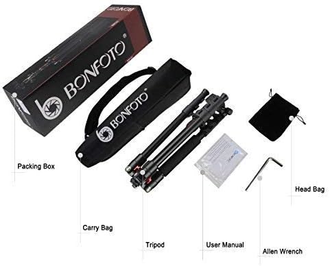 BONFOTO B690A Camera Tripod for Travel,Lightweight Aluminum Portable DSLR Tripod with 360 Degree Ball Head and Carry Bag, Camera Stand for Ring Light & Canon Nikon Sony DSLR