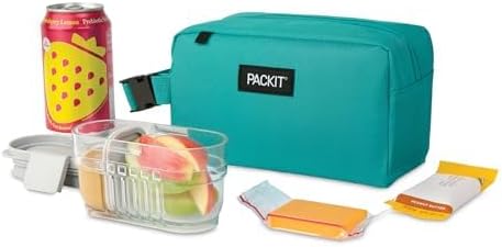 PackIt Freezable Snack Box, Teal, Built with ECOFREEZE Technology, Collapsible, Reusable, Zip Closure with Buckle Handle, Designed For Work Snacks, Fresh Snacks On the Go, Adults, and All Ages