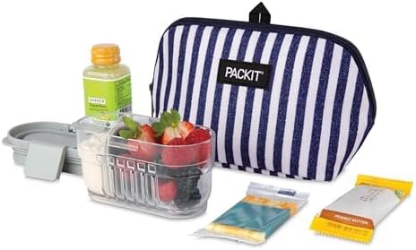 PackIt® Freezable Snack Bag, Seaside Stripe, Built with ECOFREEZE® Technology, Collapsible, Reusable, Zip Closure, Designed For Keeping Snacks Fresh On the Go