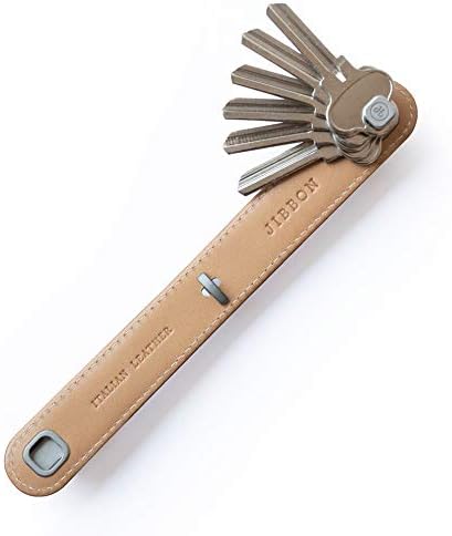 Jibbon Italian Premium Leather Key Organizer - Stylish Key Holder with Marine Grade 316 Stainless Steel, Compact EDC Keychain