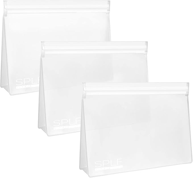 SPLF 3 Pack Leakproof Clear Toiletry bags, TSA Approved Quart Size Zipper Bags, BPA Free Travel Makeup Cosmetic Bags for Women Men, Carry on Airport Airline Compliant Bags-White