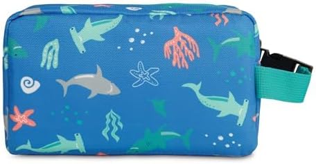 PackIt Freezable Snack Box, Sea Shark, Built with ECOFREEZE® Technology, Collapsible, Reusable, Zip Closure with Buckle Handle, Designed For Work Snacks, Fresh Snacks On the Go, Adults, and All Ages