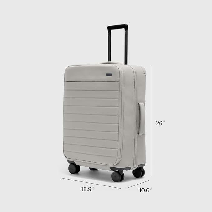 Away Softside Medium Checked Suitcase, 26 Inch Lightweight, Expandable Luggage For Men & Women, Durable Nylon Exterior, TSA Approved Lock, Ideal For Trips 1-2 Weeks, Cloud Gray