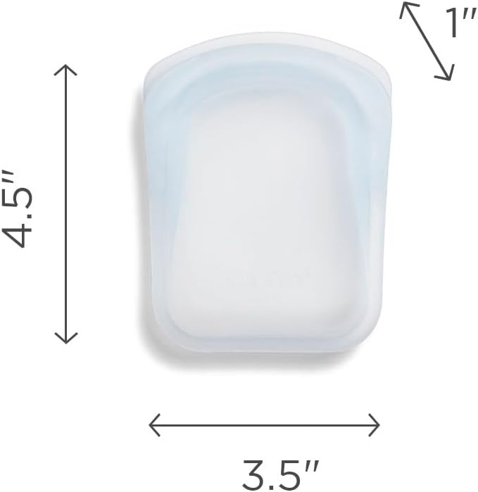 Stasher Premium Silicone Reusable Food Storage Pocket 2-Pack, Clear + Deep Ocean, Multi-Use Food Storage Bags, Lunch Bag, Travel Containers, BPA Free, Leak-free, Dishwasher-Safe, Eco-friendly, 4 Oz