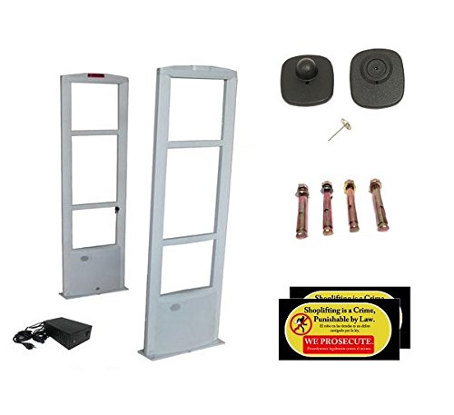 Full Starter Pack - EAS RF Retail and Clothing Store Security Tower Antenna System + 1000 Tags and Warning Stickers. Great for Shop Protection, Boutiqes, Store Security System Asset Protection