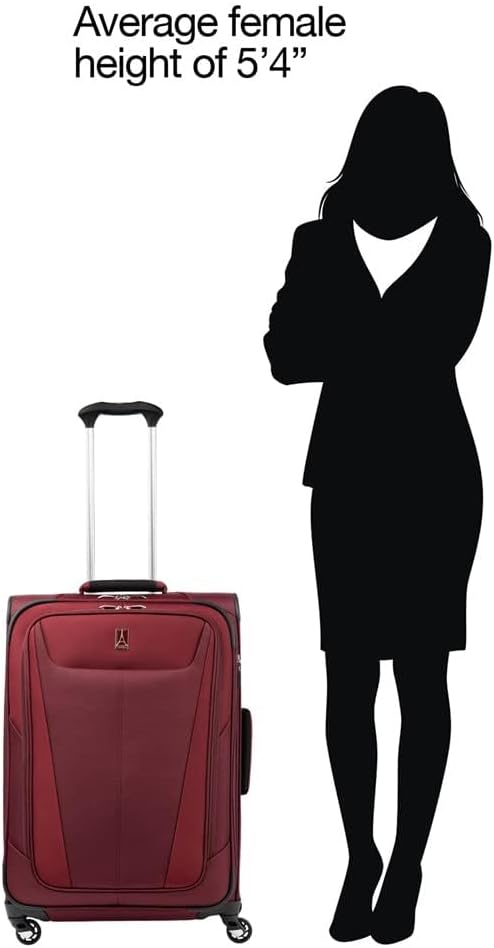 Travelpro Maxlite 5 Softside Expandable Checked Luggage with Spinner Wheels, Lightweight, 25-Inch — Burgundy
